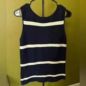 Talbots Navy and Cream Striped Knit Tank Top size Small